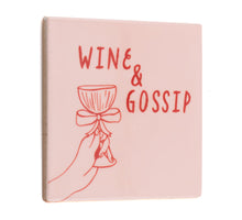 Tegeltje wine & gossip - keramiek 10,5x10,5x0,5cm