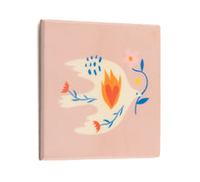 Tegeltje duif beige - keramiek 10,5x10,5x0,5cm