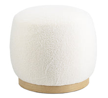 Poef Jennifer in stof Teddy naturel 44,5x44,5x40cm