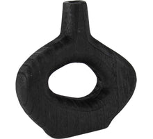 Houten donut vaas zwart 22x6x21,5cm