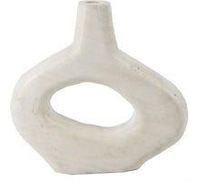 Houten donut vaas wit 22x6x21,5cm
