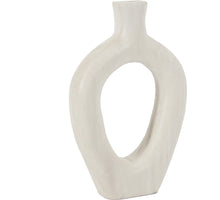 Houten donut vaas wit 17,5x5x27,5cm