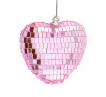Kersthanger disco hart 6,5cm roze