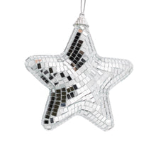 Kersthanger disco ster 11cm zilver