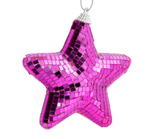 Kersthanger disco ster 11cm roze